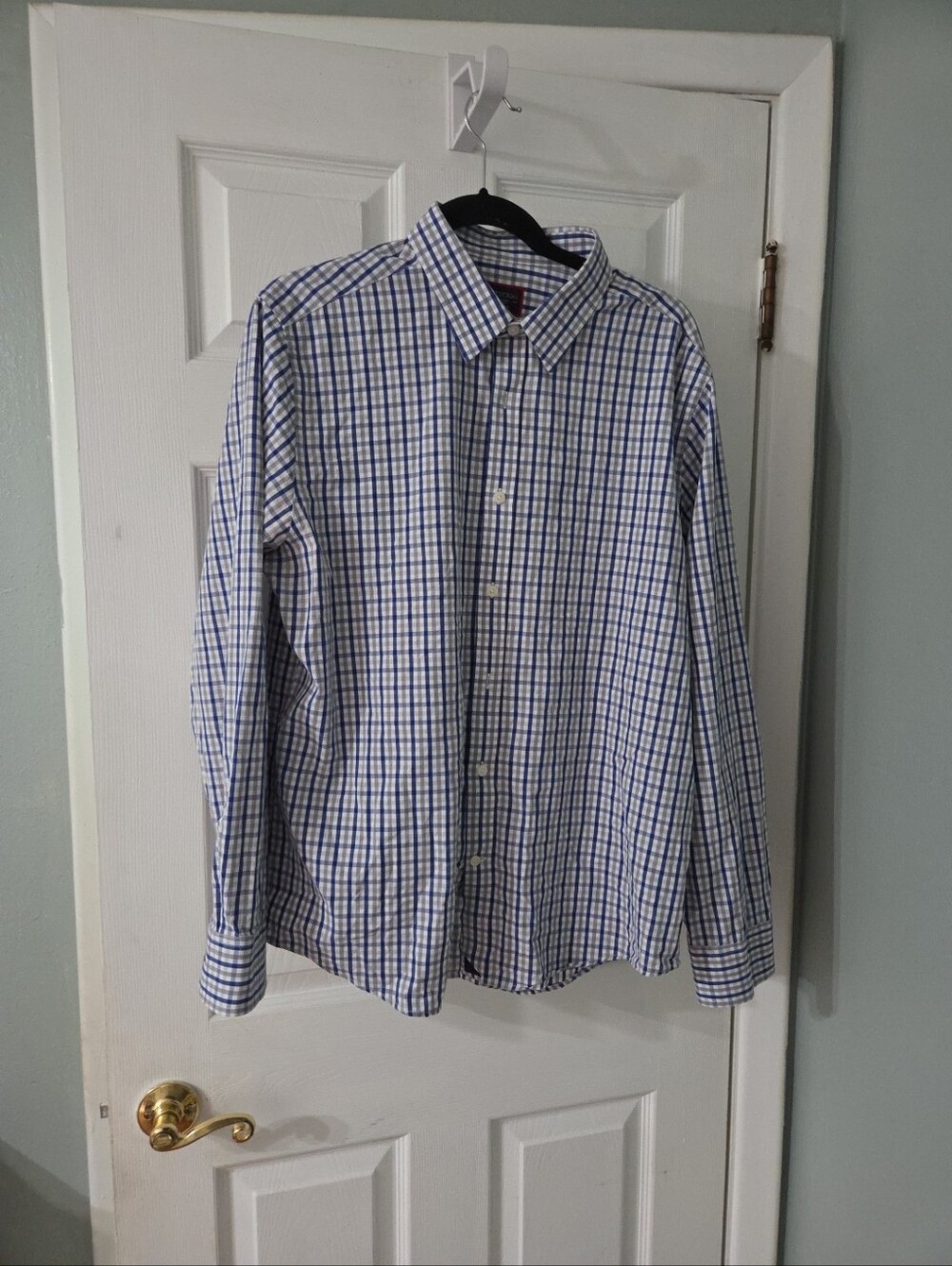UNTUCKit Blue & GreyPlaid Button-Down Slim fit Men's Long Sleeve Shirt.  XL